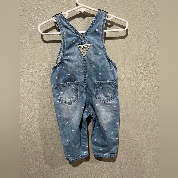 OshKosh B'gosh Blue Heart Pattern Overalls Size 9 months EUC - Picture 2 of 4